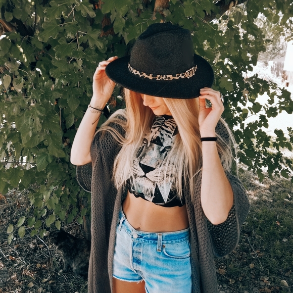 NEW Leather Trimmed Fedora Hat - Picture 9 of 14